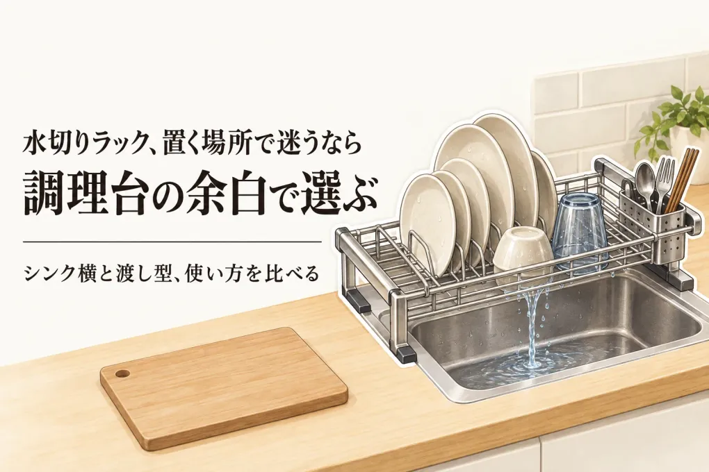水切りラックはスリムなシンク横とシンク渡し、どっち？狭いキッチンで調理台を残す選び方